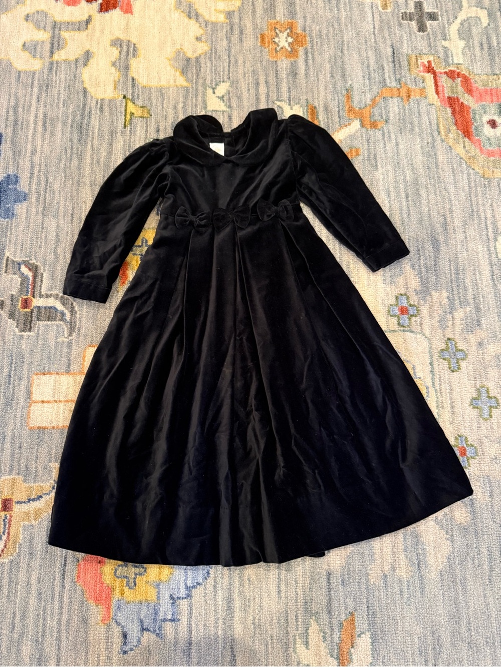 Strasburg toddler Girls long sleeve tie back Dress 3T Black Velvet bows